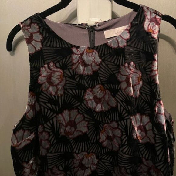 Retro Velvet Floral Art Deco Sleeveless Swing Mini Dress - NWOT - Picture 9 of 16